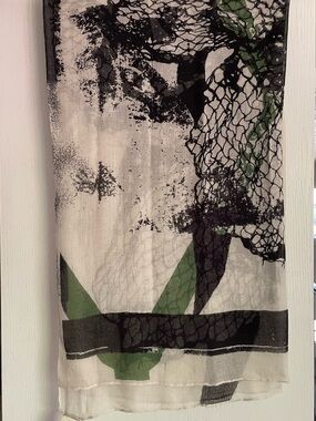 Diesel Graphic Sheer Scarf Shawl Green/White/Black